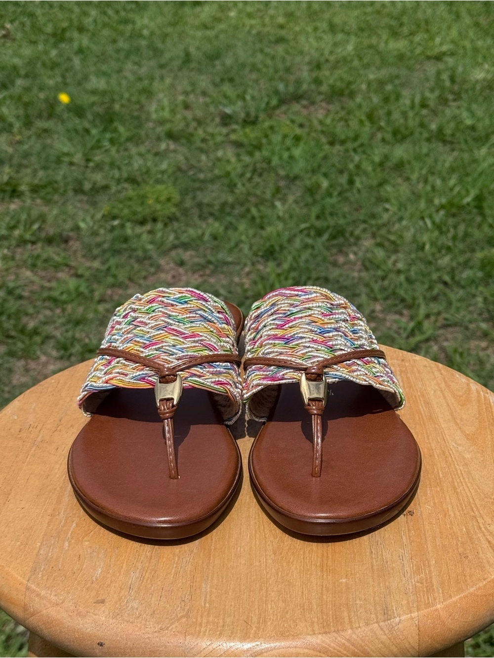 Italian Shoemakers Multicolor Braided Slide Sandals